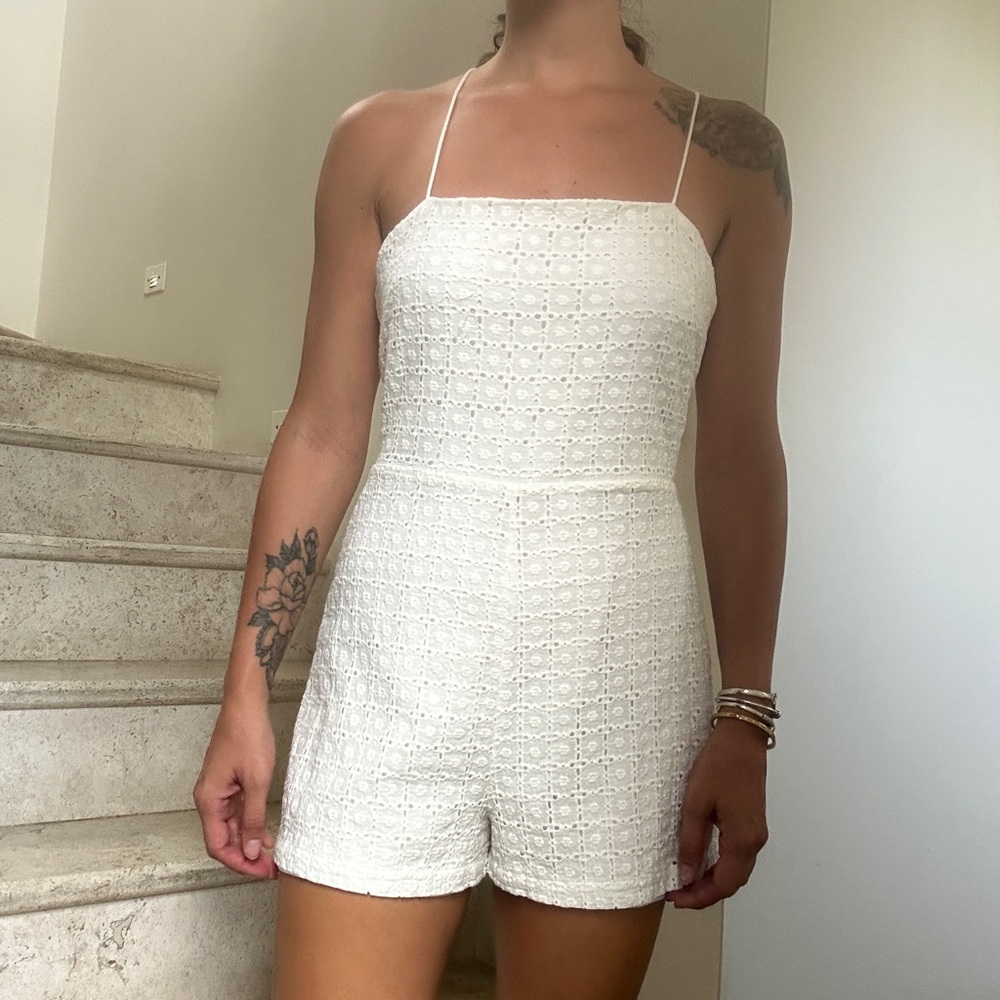 If by the sea white eyelet Romper